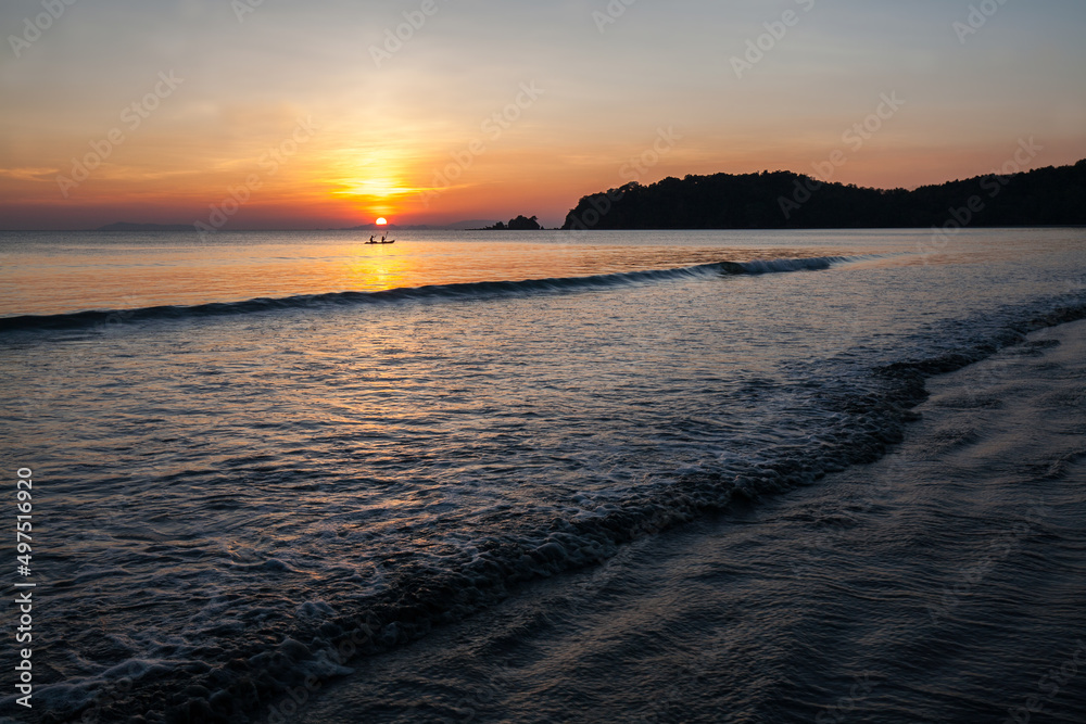 Sunset on the beach at Ko Phayam island, Ranong Province, Thailand
