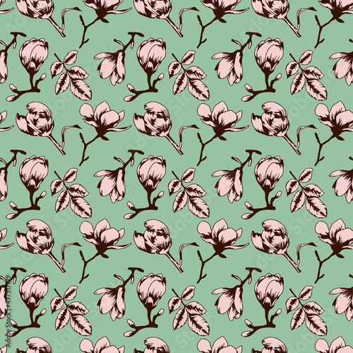 Seamless pattern with spring tree buds