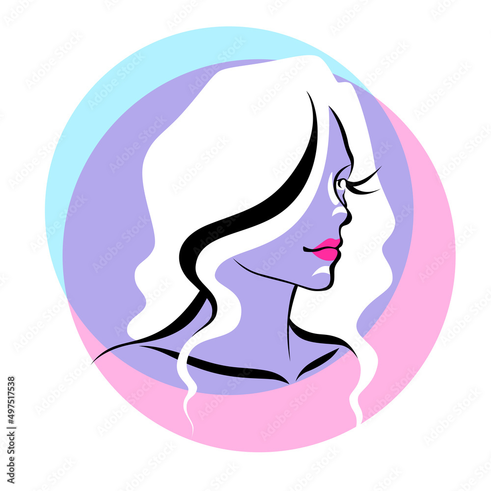Minimalistic portrait of a pretty girl on the colored background. Minimalistic portrait of a pretty girl on the colored background.