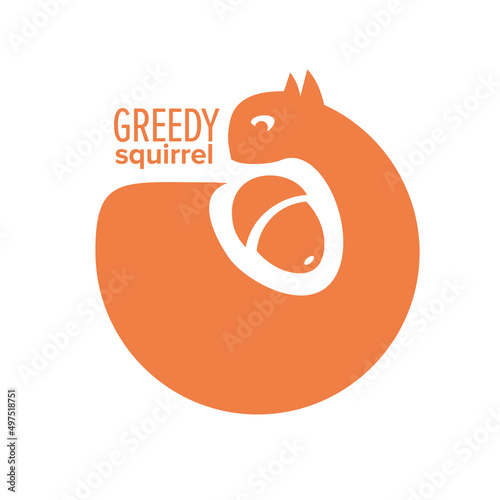 Greedy squirrel logo design template. Round shape element