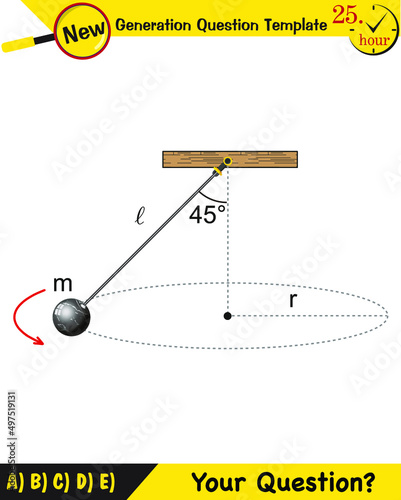 Physics, Uniform circular motion with changing position and velocity vectors and angles. Next generation question template, exam question, eps