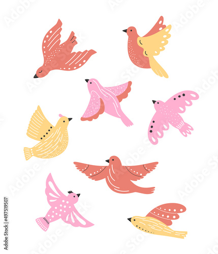 Blue bird in flight flat. Vector illustration of a dove of Ukraine.