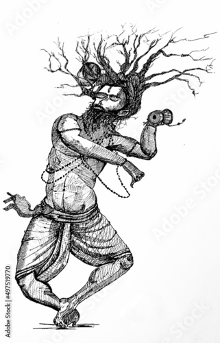 Dancing Baba. (Sketch) photo