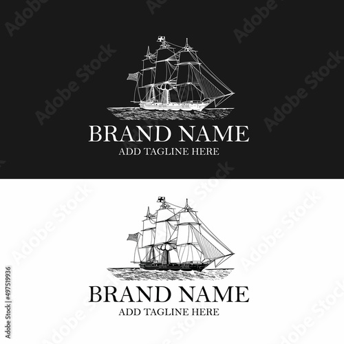 Photos Whaling ship vector illustration already for your brand and or logo business