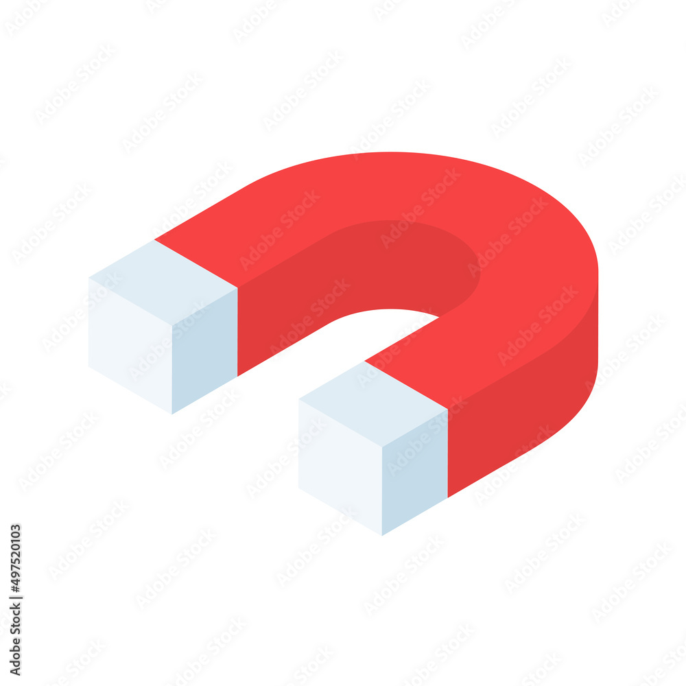 Horseshoe magnet icon with lightning shaped attraction. Horseshoe magnet icon with lightning shaped attraction.