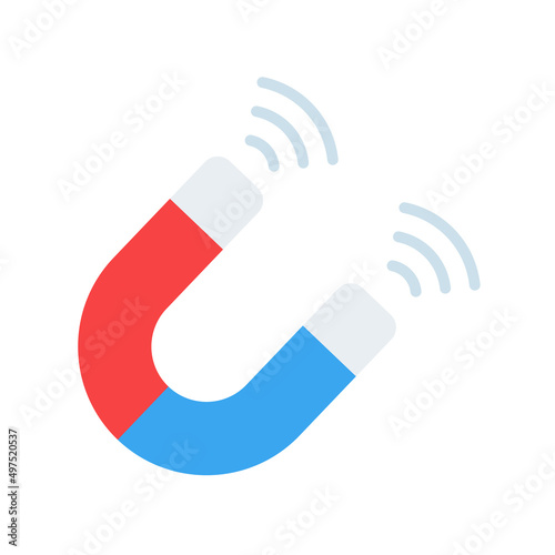 Horseshoe magnet icon with lightning shaped attraction.