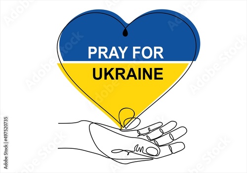 Pray for peace Ukraine Vector flat illustration on white. No war.