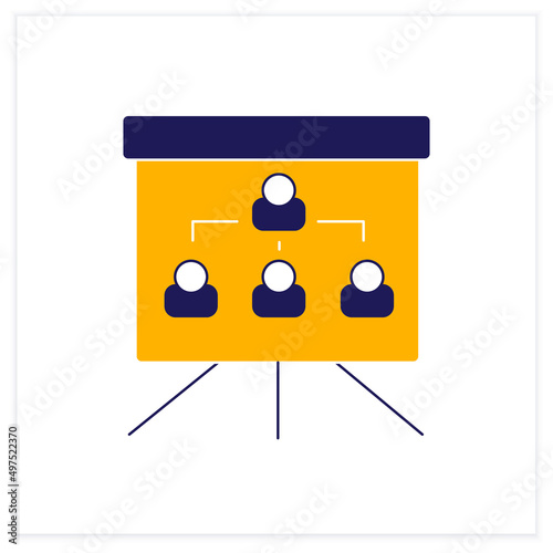 Organization chart color icon. Company internal structure. Divide roles, responsibilities between individuals within an entity.Company concept. Color vector illustration