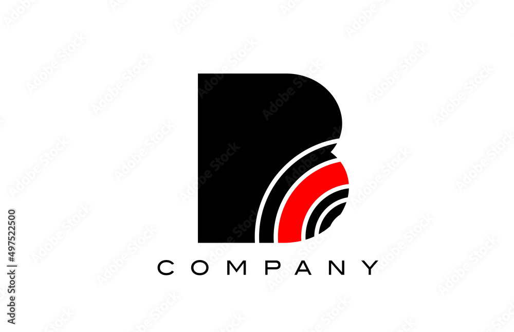 B black and red geometric alphabet letter logo icon design. Creative template for business and company B black and red geometric alphabet letter logo icon design. Creative template for business and company
