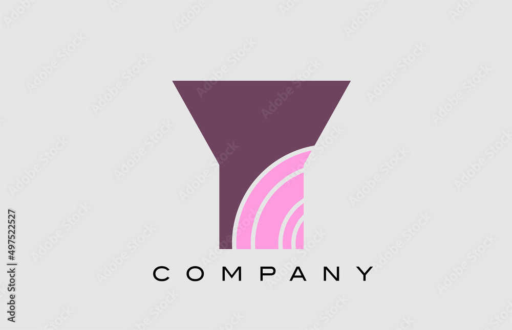 geometric Y alphabet letter logo icon design. Creative template for company and business in color pink