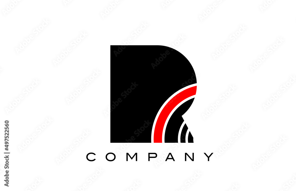 R black and red geometric alphabet letter logo icon design. Creative template for business and company R black and red geometric alphabet letter logo icon design. Creative template for business and company