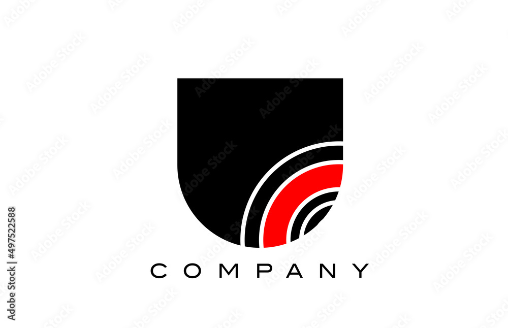 U black and red geometric alphabet letter logo icon design. Creative template for business and company U black and red geometric alphabet letter logo icon design. Creative template for business and company