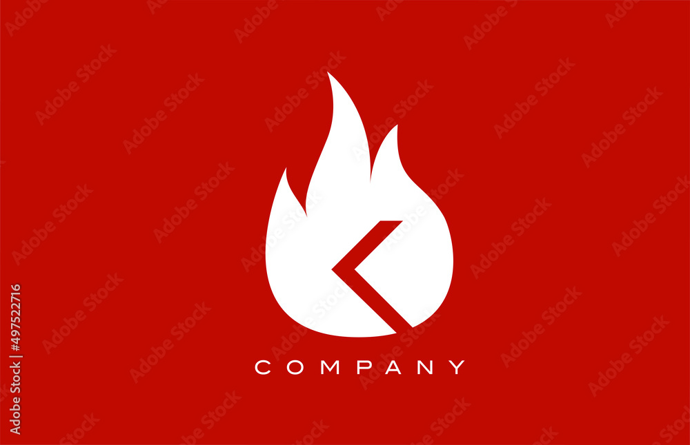 red K fire flames alphabet letter logo design. Creative icon template for business and company red K fire flames alphabet letter logo design. Creative icon template for business and company