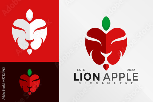 Lion Apple Logo Design Vector illustration template photo