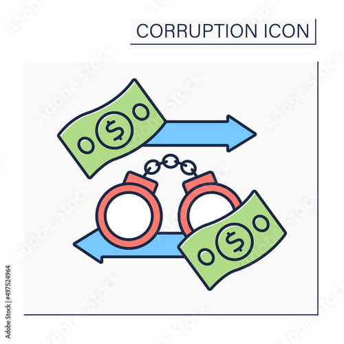 Illicit financial flows color icon. Illegal capital outflow. Money illegally earned, transferred, or spent. Corruption concept. Isolated vector illustration 