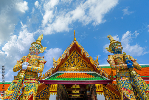 Photography Wat Phra Kaew, Bangkok, Thailand,Demon Guardian in Wat Phra Kaew Grand Palace Ba