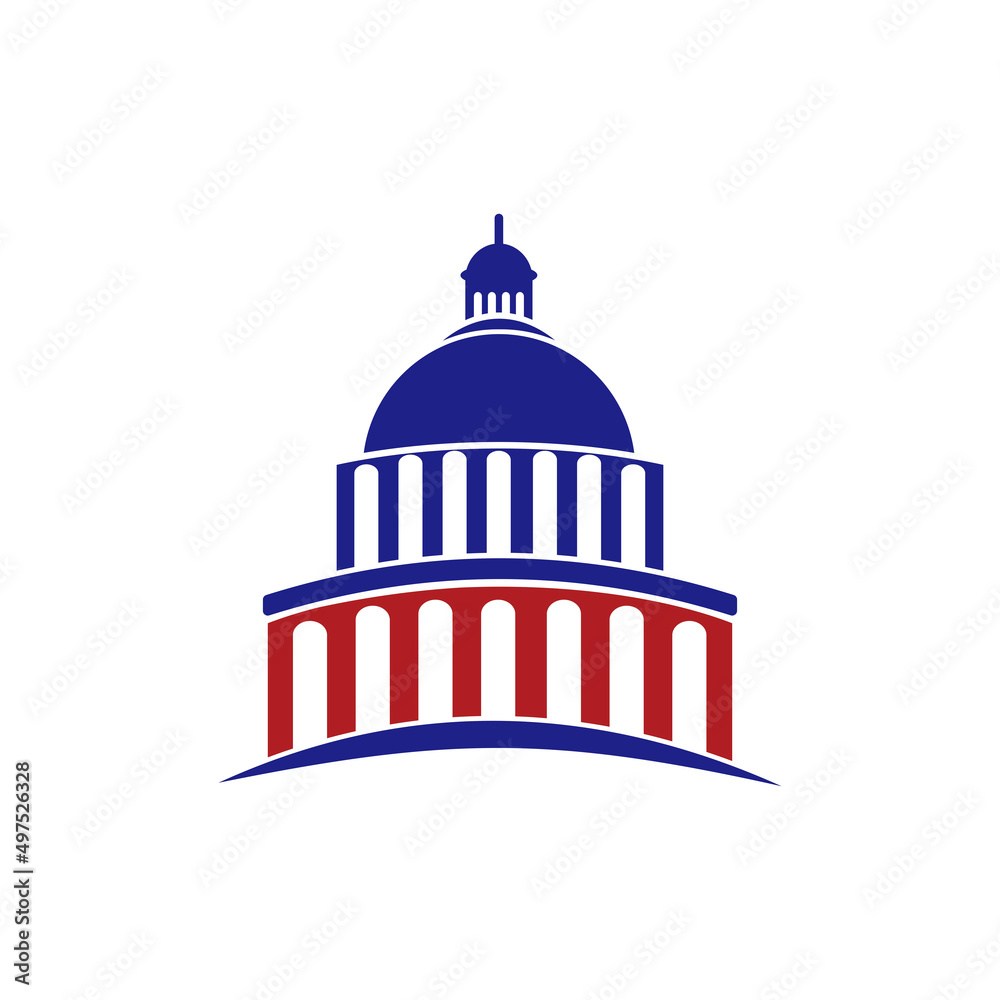 Capitol building logo vector a Government icon	