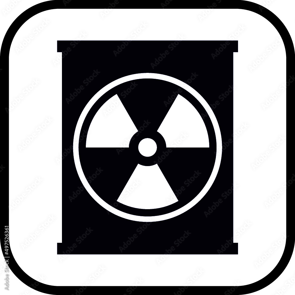 Container with radioactive material. Barrel with dangerous chemical waste vector icon