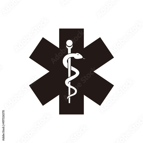 Medicine logo with snake vector illustration isolated on white background	