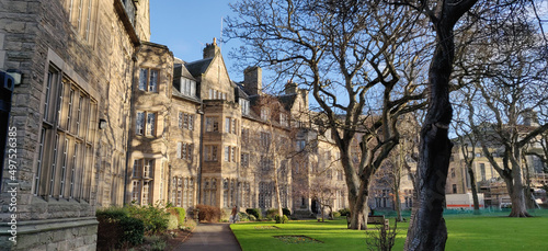 Obraz na plátne Beautiful view of the University of St Andrews and the garden in Scotland, Unite