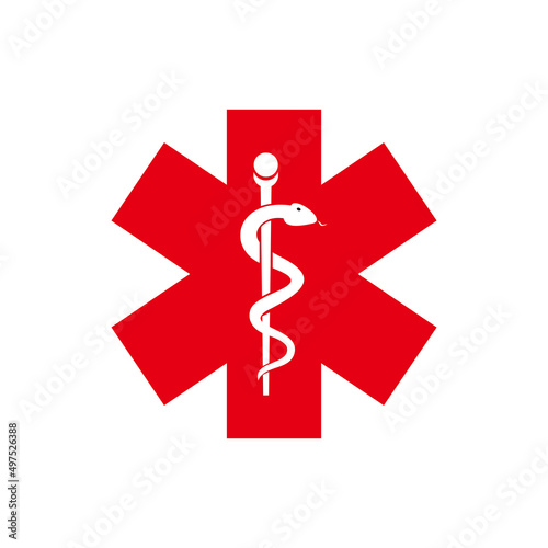 Medicine logo with snake vector illustration isolated on white background	