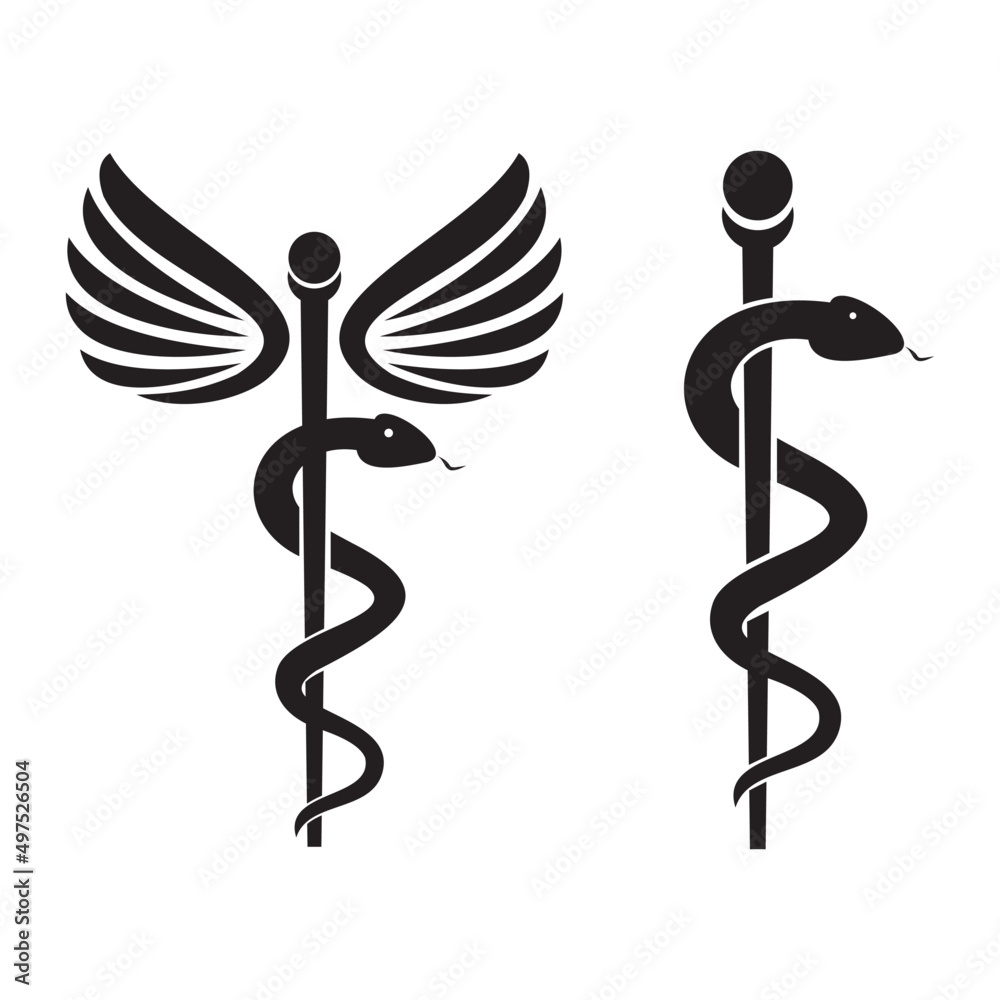 Medical or Healthcare symbol - Staff of Asclepius or Caduceus with ...