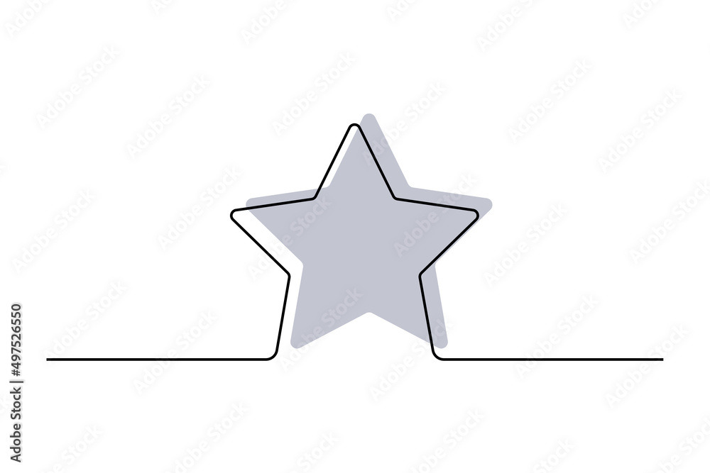 Star shape black line icon for clients good review vector illustration. Continious lineart with grey color, design for online feedback on product, job or film in social media isolated on white. Star shape black line icon for clients good review vector illustration. Continious lineart with grey color, design for online feedback on product, job or film in social media isolated on white.
