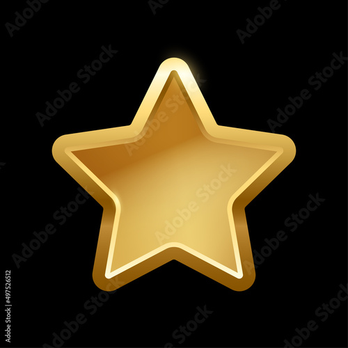 Gold star shape button with frame  3d golden glossy elegant design for empty emblem