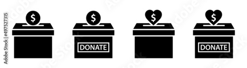 Donation Box Set Icon. Charity Icon, Vector Illustration