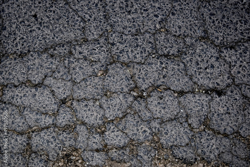 crack on bitumen pavement road 