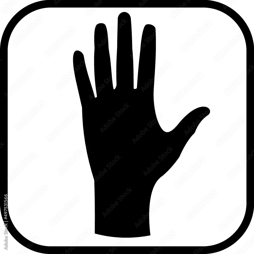 High five. Take fave. Psychic shop logo. Human hand palm. Vector icon isolated High five. Take fave. Psychic shop logo. Human hand palm. Vector icon isolated
