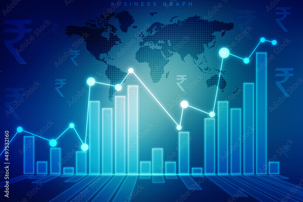 2d rendering Stock market online business concept. business Graph 2d rendering Stock market online business concept. business Graph