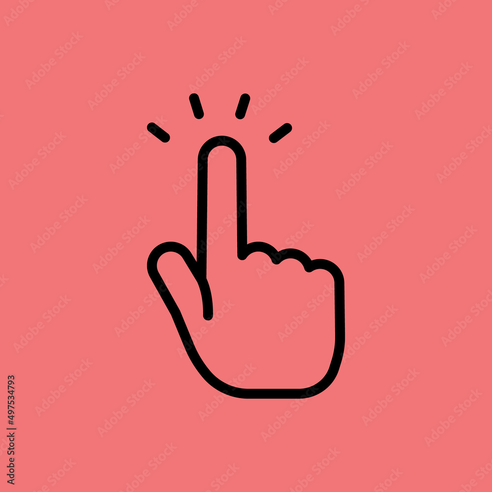 Obraz premium Hand click icon. Clicking symbol. Finger pointer vector design.