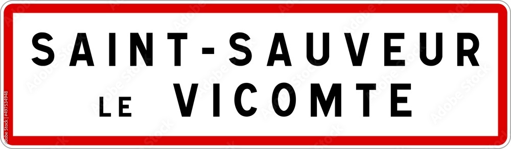 Panneau entrée ville agglomération Saint-Sauveur-le-Vicomte / Town entrance sign Saint-Sauveur-le-Vicomte