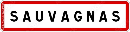 Panneau entrée ville agglomération Sauvagnas / Town entrance sign Sauvagnas