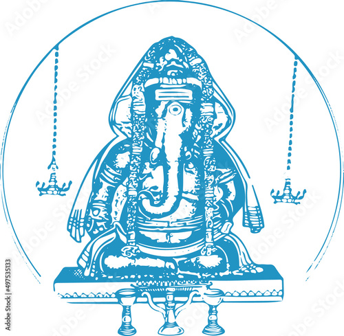 Vector illustration of a sketch of Lord Ganesha's outline