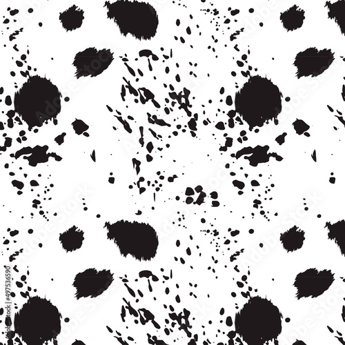Black and white dalmatian seamless pattern. 