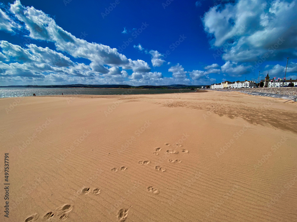 Exmouth sandy beach in Devon