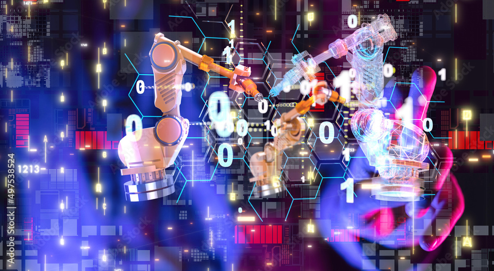 Neural network 3D illustration. Big data and cybersecurity Neural network 3D illustration. Big data and cybersecurity