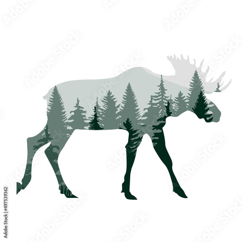 Vector Icon elk sign. Image deer symbol sticker. Illustration animal wild nature deer sign in flat style. Image deer silhouette sign EPS