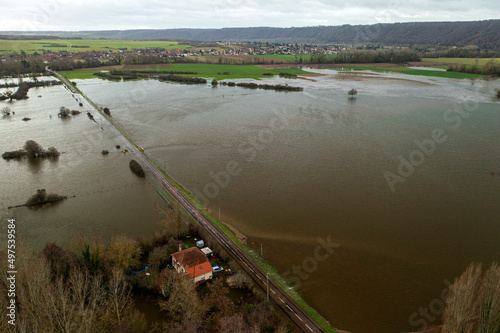Inondations entre Giverny (27) et Limetz-Villez (78) en février 2021.