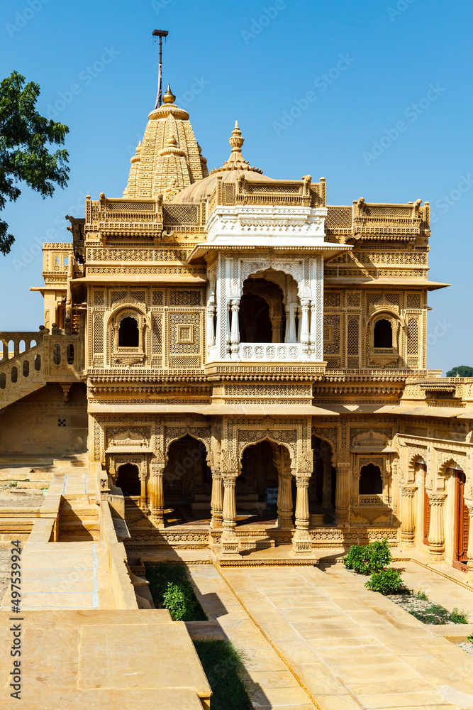 Exterior of the Jain temple Amar Sagar in the Jaisalmer area, Rajasthan, India, Asia