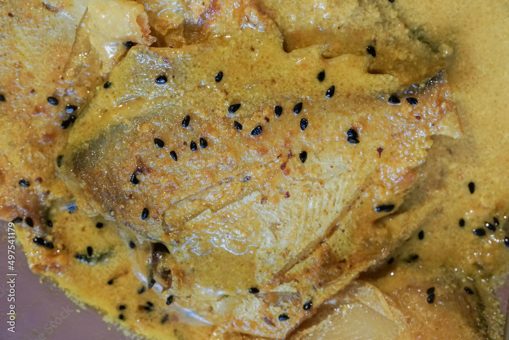 Pomfret fish pieces on plate, spicy Indian dish. Popular amongst Bengalis and south Asia for it's taste.