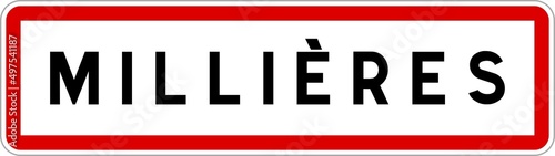Panneau entrée ville agglomération Millières / Town entrance sign Millières