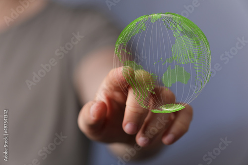 Grass Earth Globe, 3D rende...