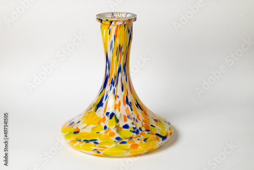 Beautiful colorful flask for hookah on white background isolate.