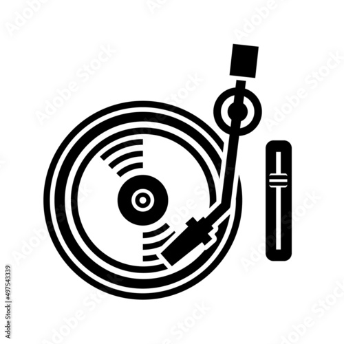 Vinyl record turntable icon. Simple style vector illustration logo.