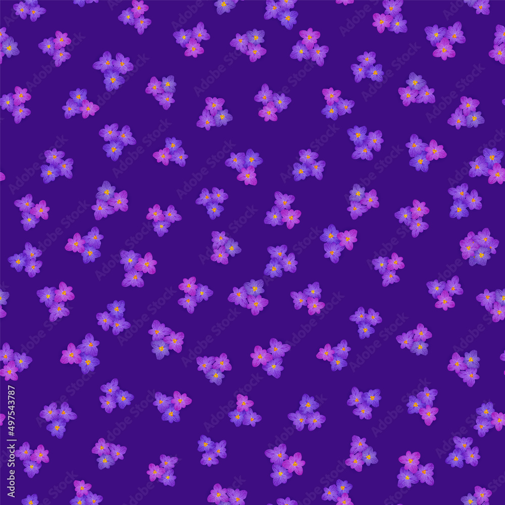 Crocus spring flowers seamless pattern vector card or banner background. Crocus spring flowers seamless pattern vector card or banner background.