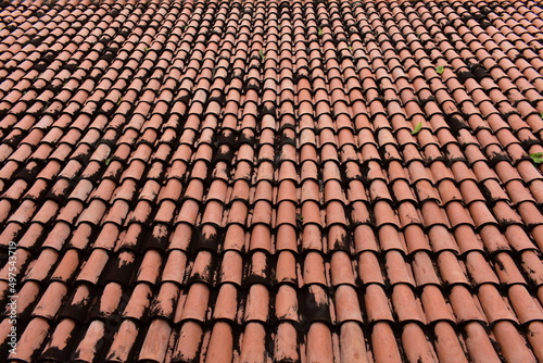 perspective of orange roof tiles background