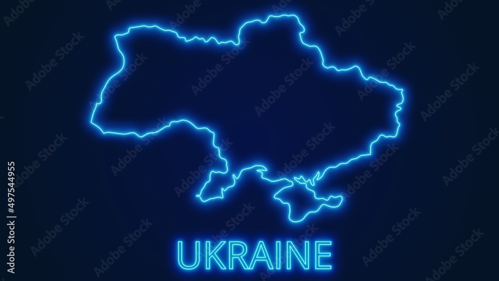 Ukraine glow map illustration. Rendering image and part of a series.